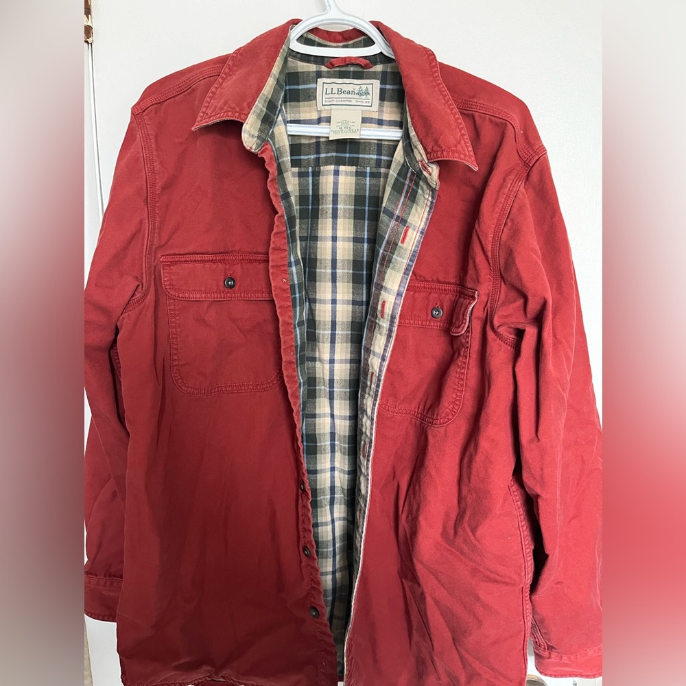 LL Bean Men's Flannel-Lined Hurricane Shirt